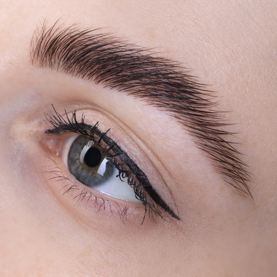 Close-up of a natural brow style expertly shaped and styled by Sweet Chanice for everyday elegance.